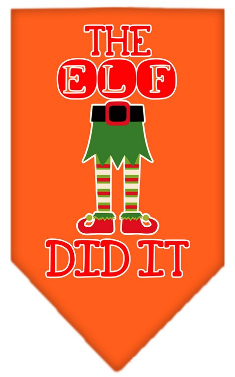 The Elf Did It Screen Print Bandana Orange Large